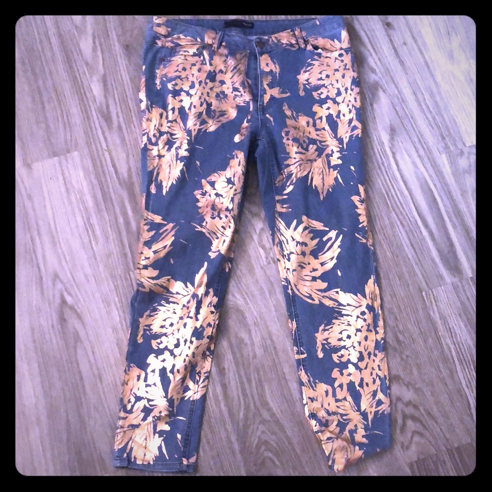 Bronze foil pattern jeans